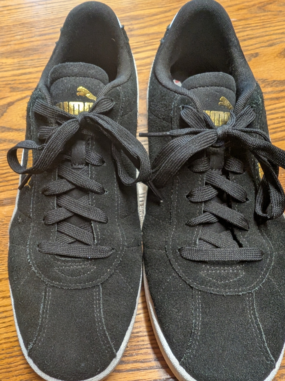 Puma Men’s Black Suede Sneakers with Gold Logo